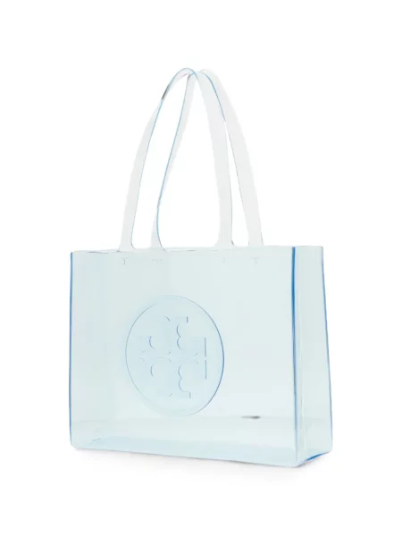 Geantă shopper Tory Burch cu autograf albastru