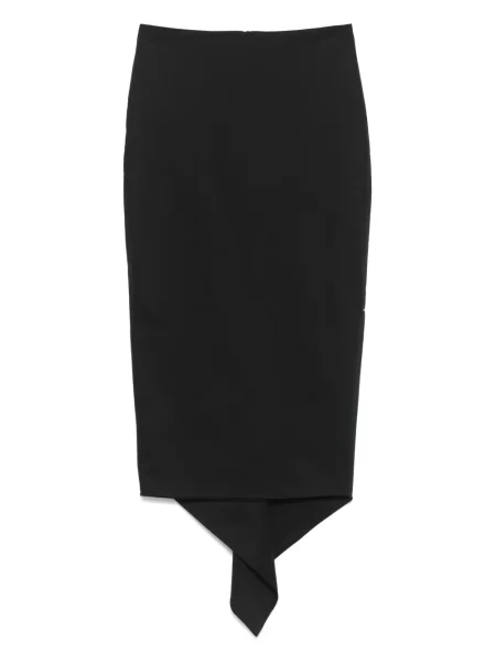 Fustă midi Thelatest până la genunchi din poplin negru