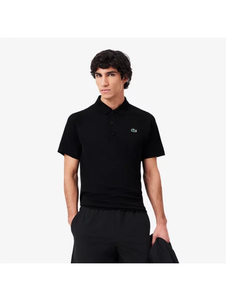 Lacoste Koszulka Polo Sport Z Oddychającym Odpornym Na Bieganie Materiałem Interlock czarna