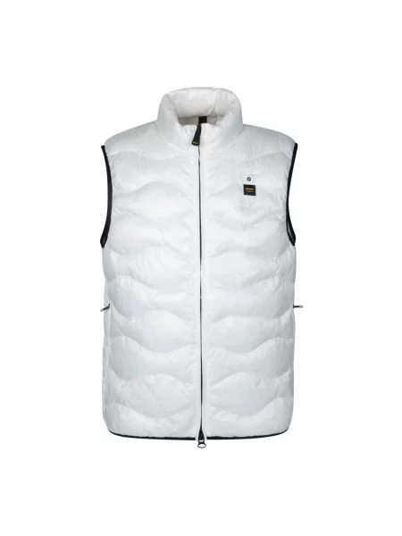 Pikowana kamizelka puchowa Blauer w kratkę biała