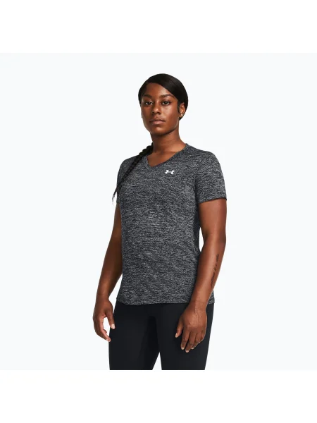 Tricou de antrenament pentru femei Under Armour Tech V-Twist black/white alb