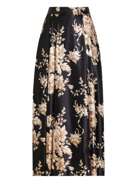 Fusta plisata Dolce & Gabbana cu model floral cu imagine plisată negru