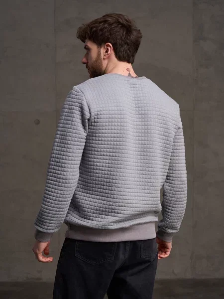 Світшот ISSA Plus світло-сірий комбінований верх сірий