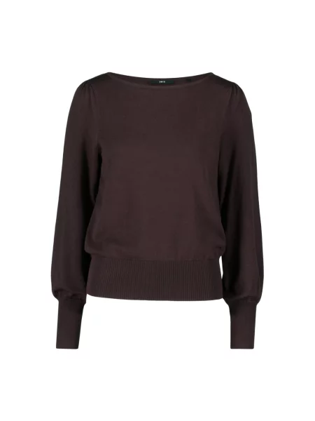 Dzianinowy sweter Zero z dekoltem w łódkę brązowy
