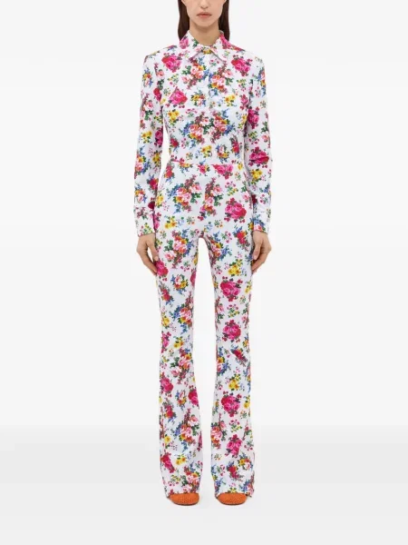 Pantaloni Msgm cu model floral alb