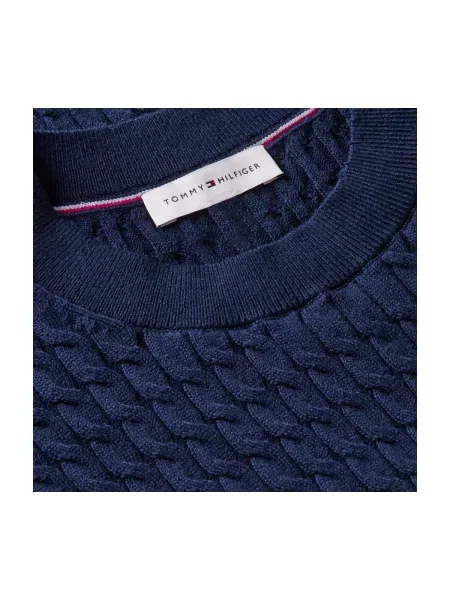 Tommy Hilfiger Sveter Fine Tmavomodrá modrá