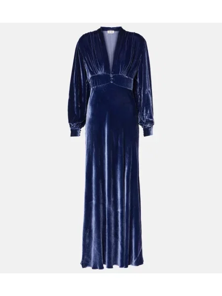 Aksamitna maksi sukienka maxi Rixo garniturowa niebieska