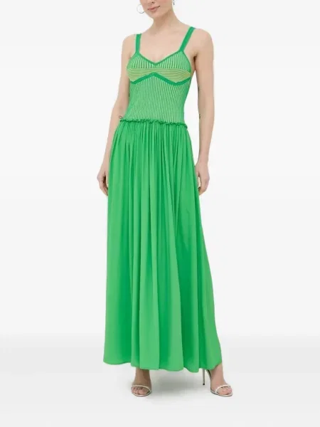 Rochie maxi Beatrice B tricotate de costum verde