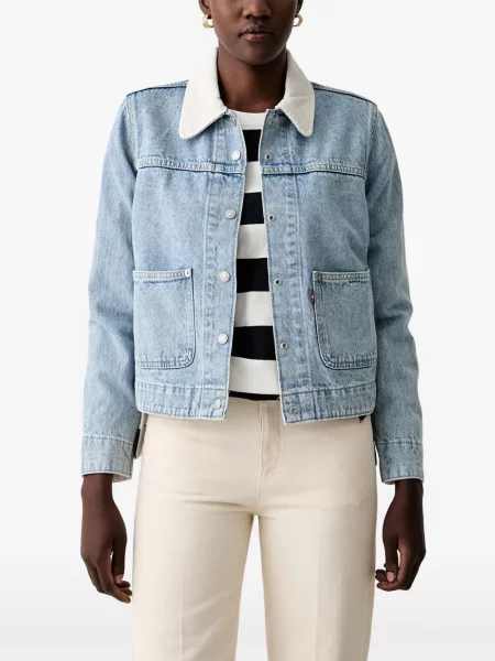Gulerat vestă denim Levi's® cu decolteu în V de catifea cord albastru