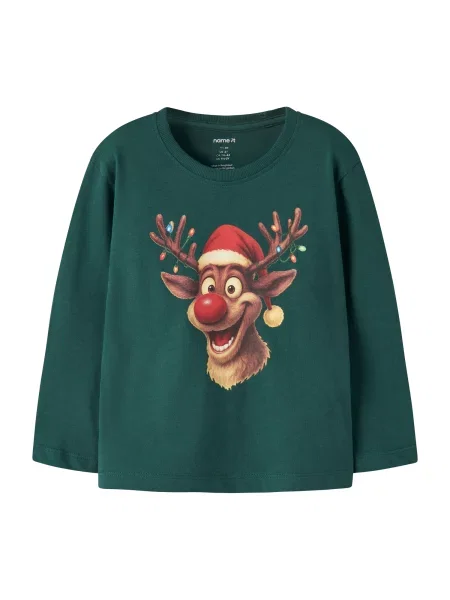 NAME IT Tricou NMMVOSMAS crem / maro / verde închis / intens roșu