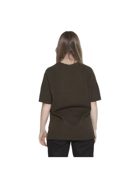 Krótki sweter Gant z okrągłym dekoltem z krótkim rękawem zielony