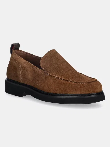 Mokasini iz semiša Tommy Hilfiger HILFIGER ULTRA LIGHT SDE LOAFER rjava