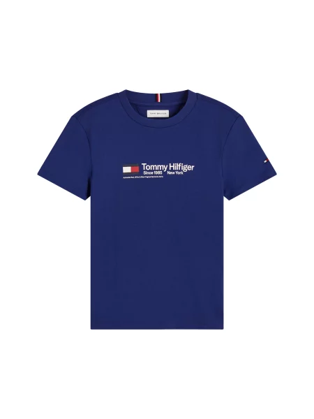 TOMMY HILFIGER Tričko BRAND LOVE tmavomodrá biela