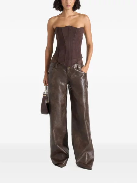 Pantaloni Manière De Voir din piele maro