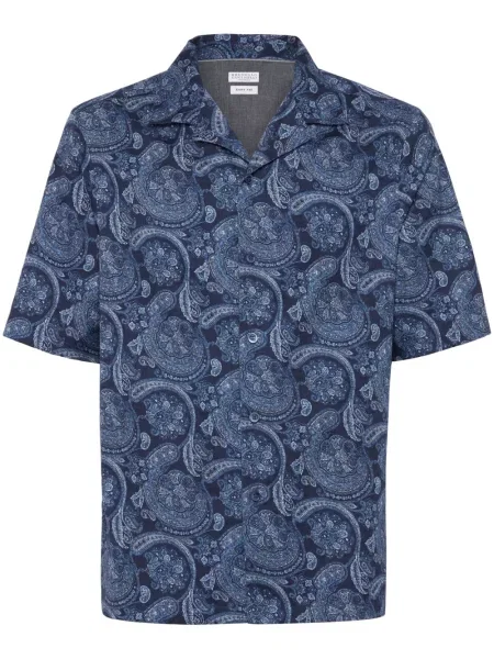 Πουκάμισο Brunello Cucinelli με σχέδιο paisley μπλε