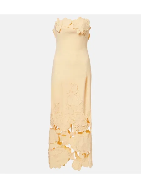 Rochie midi Leo Lin cu model floral până la genunchi de costum galben