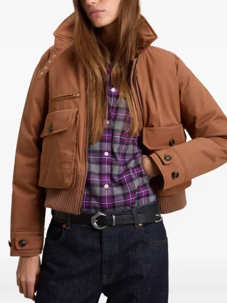 Gulerat geacă bomber Woolrich cu blană maro
