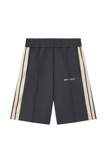 Pantaloni scurți Palm Angels cu dungi cu autograf gri