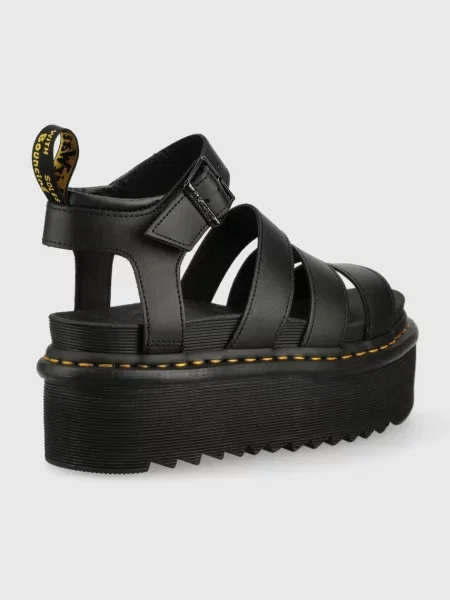 Sandały Dr. Martens skórzane na platformie na ramiączkach czarne