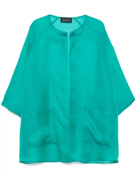 Jedwabny płaszcz Gianluca Capannolo niebieski