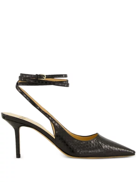 Kožené zkrácené lodičky Francesco Russo černé