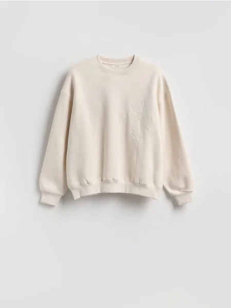 Hanorac Reserved cu broderie bej