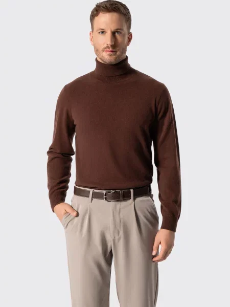 Golf z wełny ciemny brąz