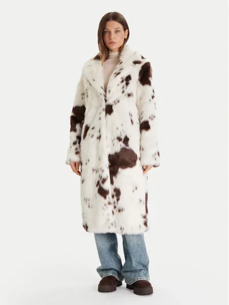 Palton de blană Vero Moda de cristal bej