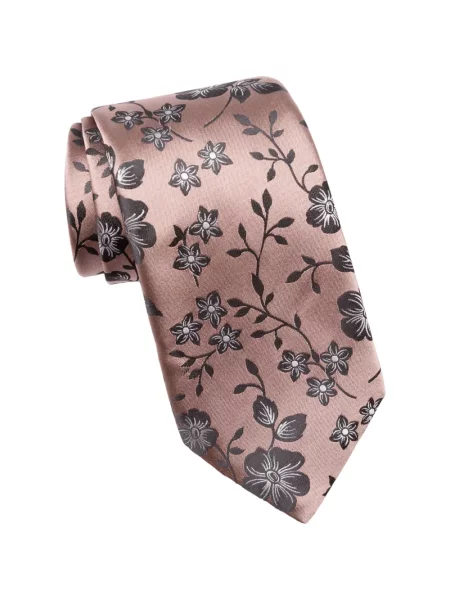 Cravată Elizabetta cu model floral din jacard roz