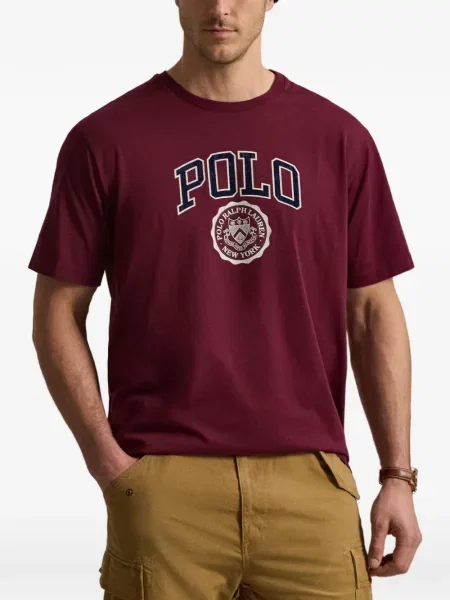 Hímzett csíkos galléros pólóing Polo Ralph Lauren kék