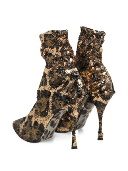 Flitteres leopárdmintás bakancs Dolce & Gabbana