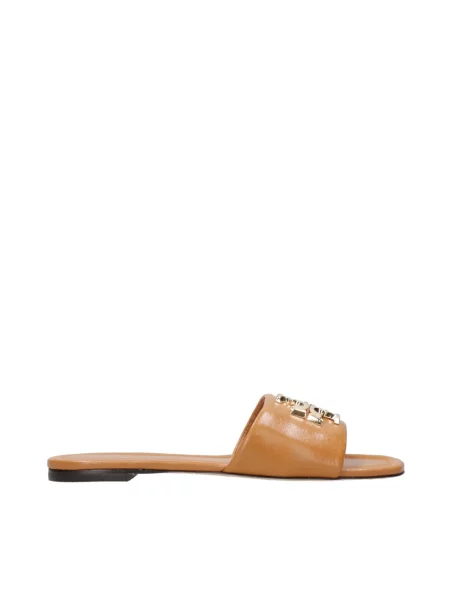Klapki Tory Burch skórzane brązowe