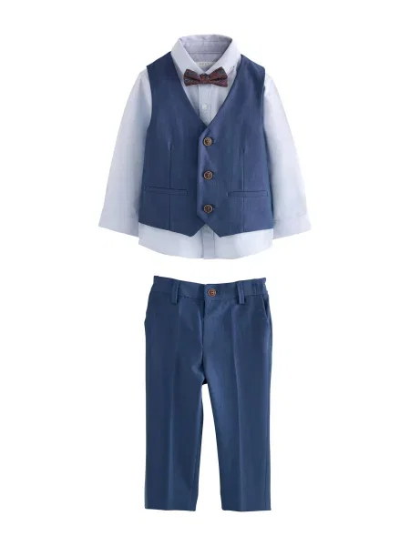 Next Costum bleumarin / albastru pastel / vin roșu