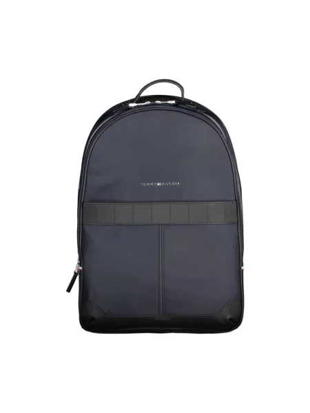Lniany plecak Tommy Hilfiger elegancki niebieski