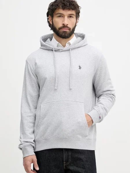 U.S. Polo Assn. kapucnis melegítőfelső férfi pamuttal DHM LB szürke