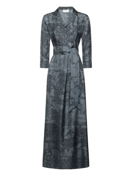 Maksi sukienka maxi Pierre Louis Mascia z nadrukiem garniturowa niebieska