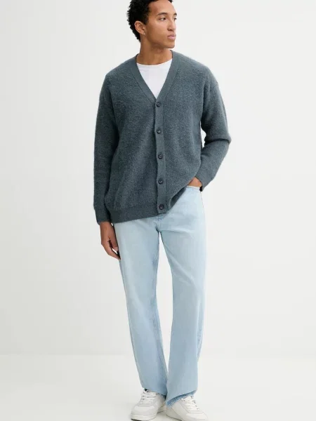 Calvin Klein kardigan z dodatkiem wełny granatowy