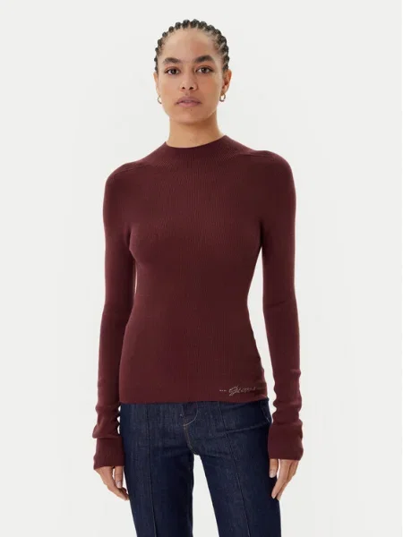 Guess Bluză cu gât Vișiniu bordo