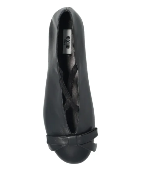 Balerini Moschino cu funde din piele negru