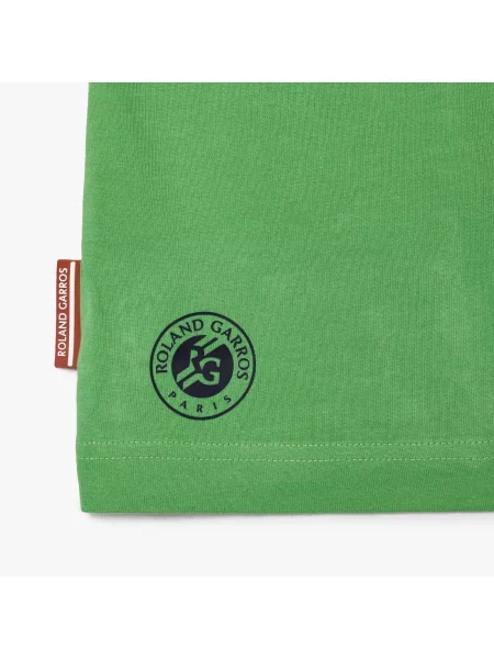 Lacoste Koszulka Roland-Garros Z Dekoltem V Z Nadrukiem Regular Fit zielona