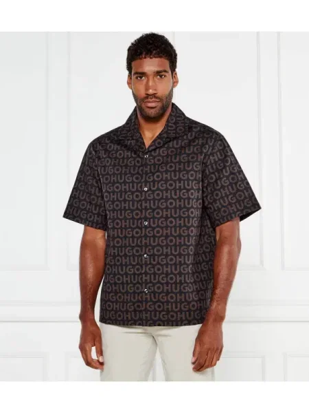 HUGO Cămașă Espino | Oversize fit negru