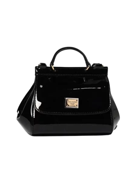 Lakierowana torebka crossbody Dolce And Gabbana skórzana czarna