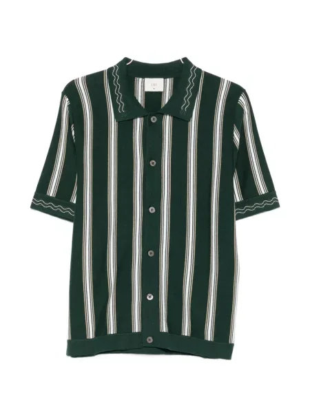 Tricou polo Ché cu dungi tricotate verde