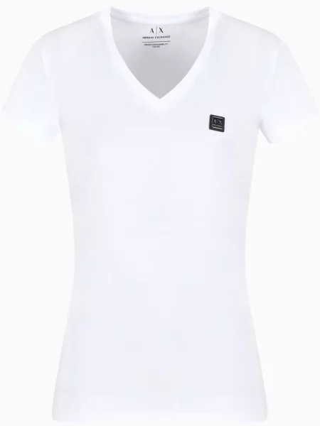 Tricou Armani Exchange cu autograf alb