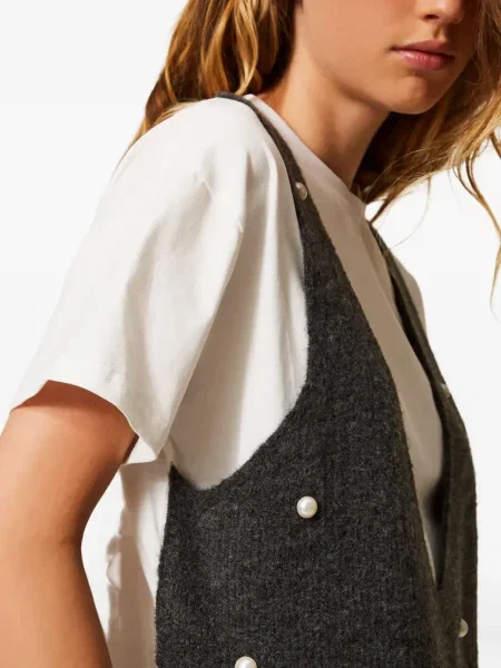Tricou Twinset cu decolteu în V gri