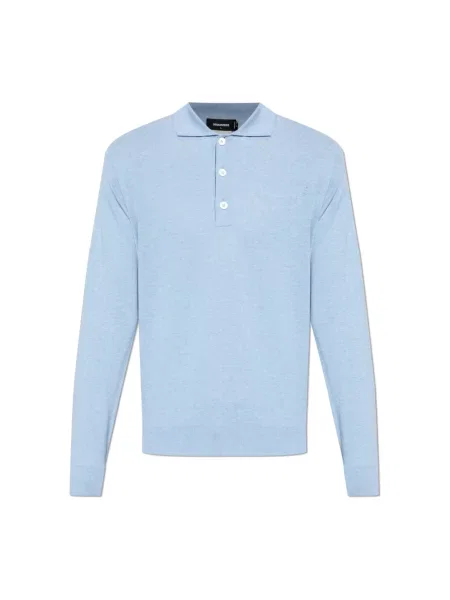 Koszulka polo Dsquared2 z długim rękawem niebieska