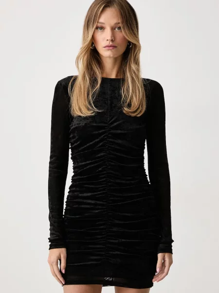 Patrizia Pepe rochie drapată din velur negru