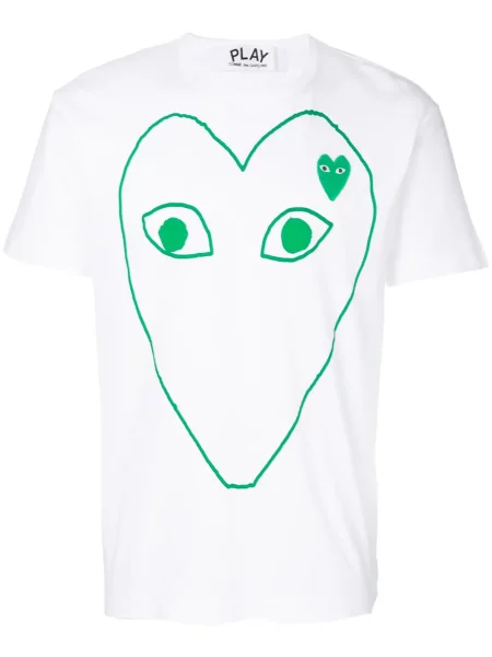 Tricou Comme Des Garcons Play cu imagine alb