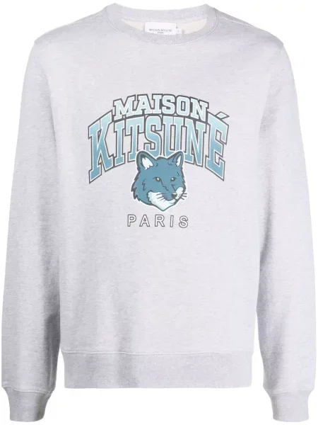 Hanorac Maison Kitsune cu imagine gri