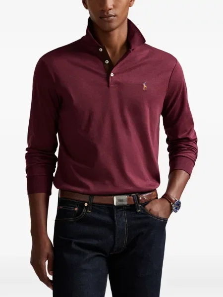 Kratak samt polo majica Polo Ralph Lauren s vezom crna